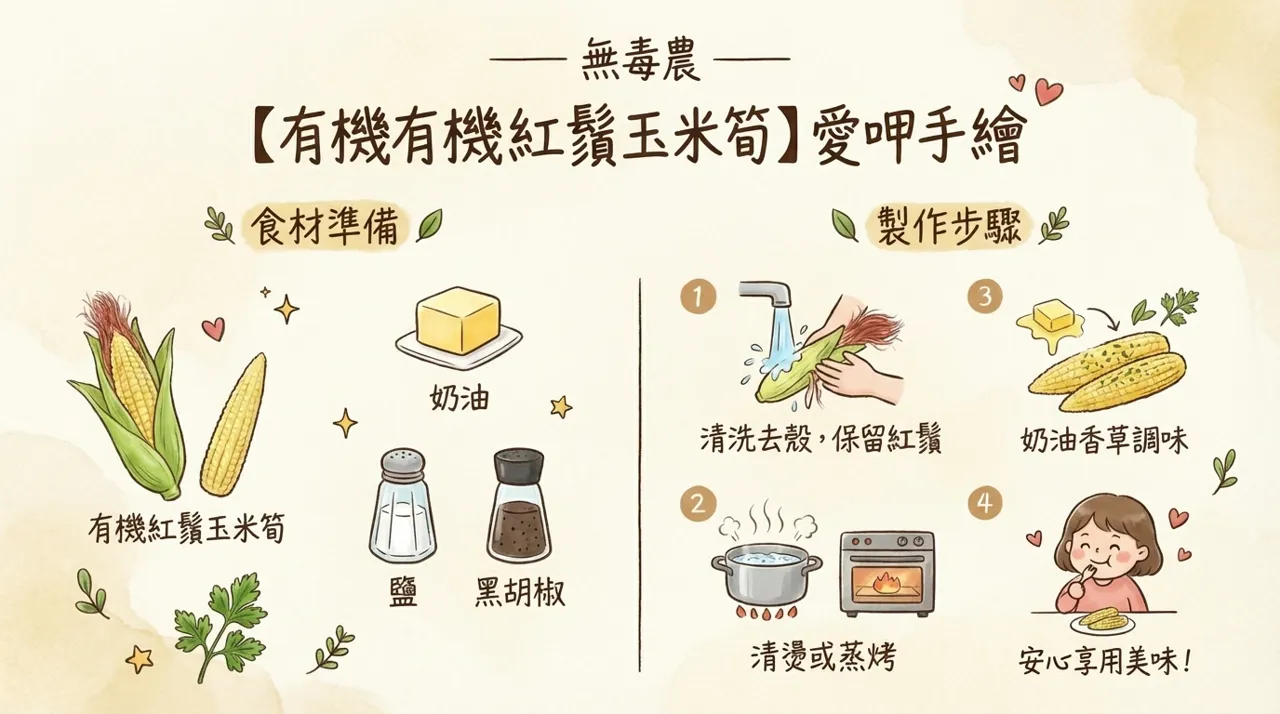 【食譜】無毒農有機紅鬚玉米筍：保留營養紅鬚的鮮甜吃法！