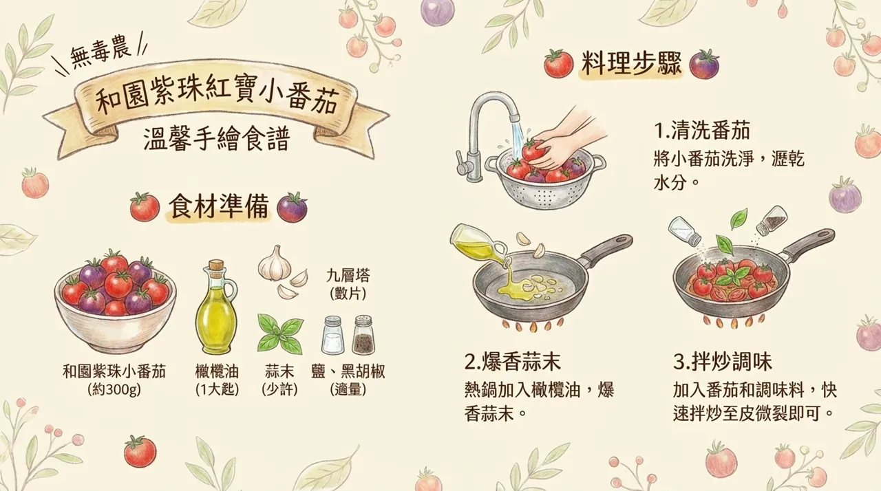 和園紫珠番茄食譜｜3步驟端出義式蒜香爆炒小番茄