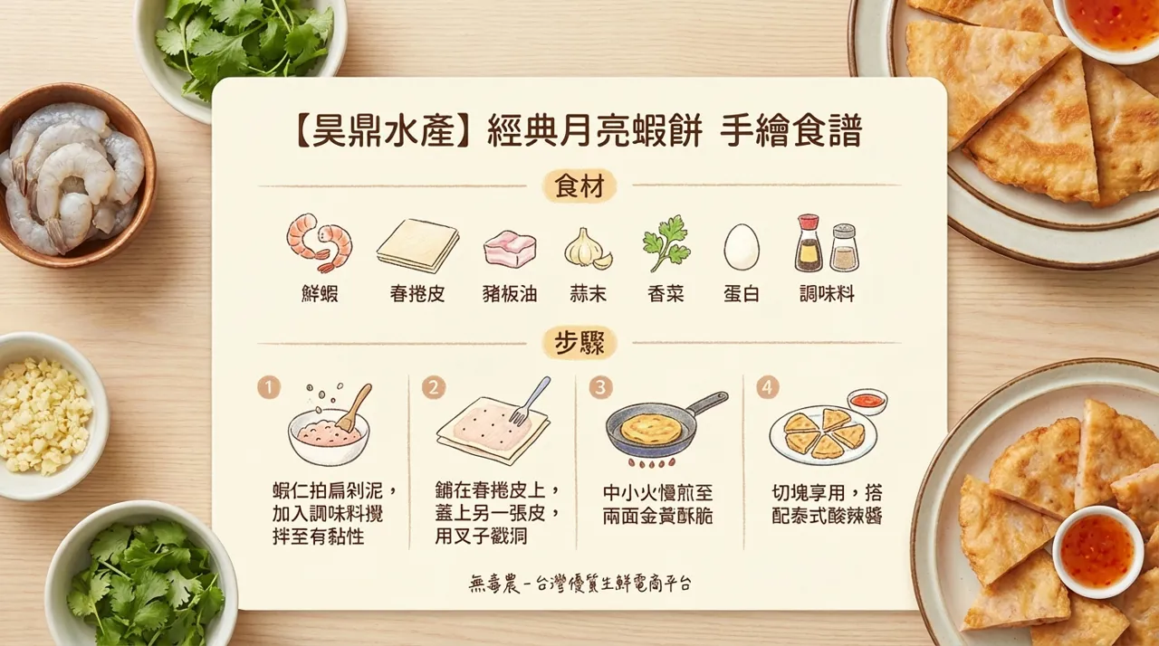 月亮蝦餅做法大公開！跟著食譜四步驟，在家也能做出餐廳級泰式料理