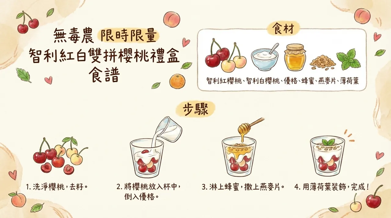 【無毒農食譜】智利紅白雙拼櫻桃優格杯　-　清新夏日的甜蜜滋味
