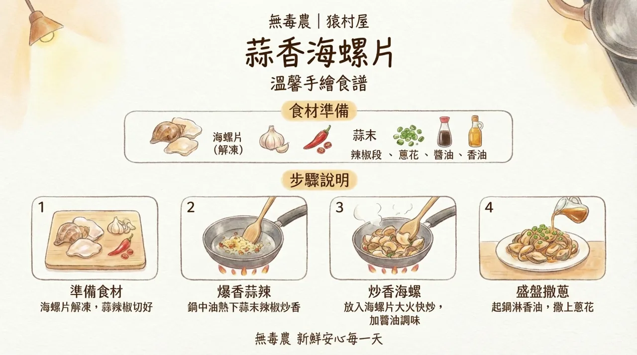 蒜香海螺片食譜：4步驟端出鮮美海味熱炒！