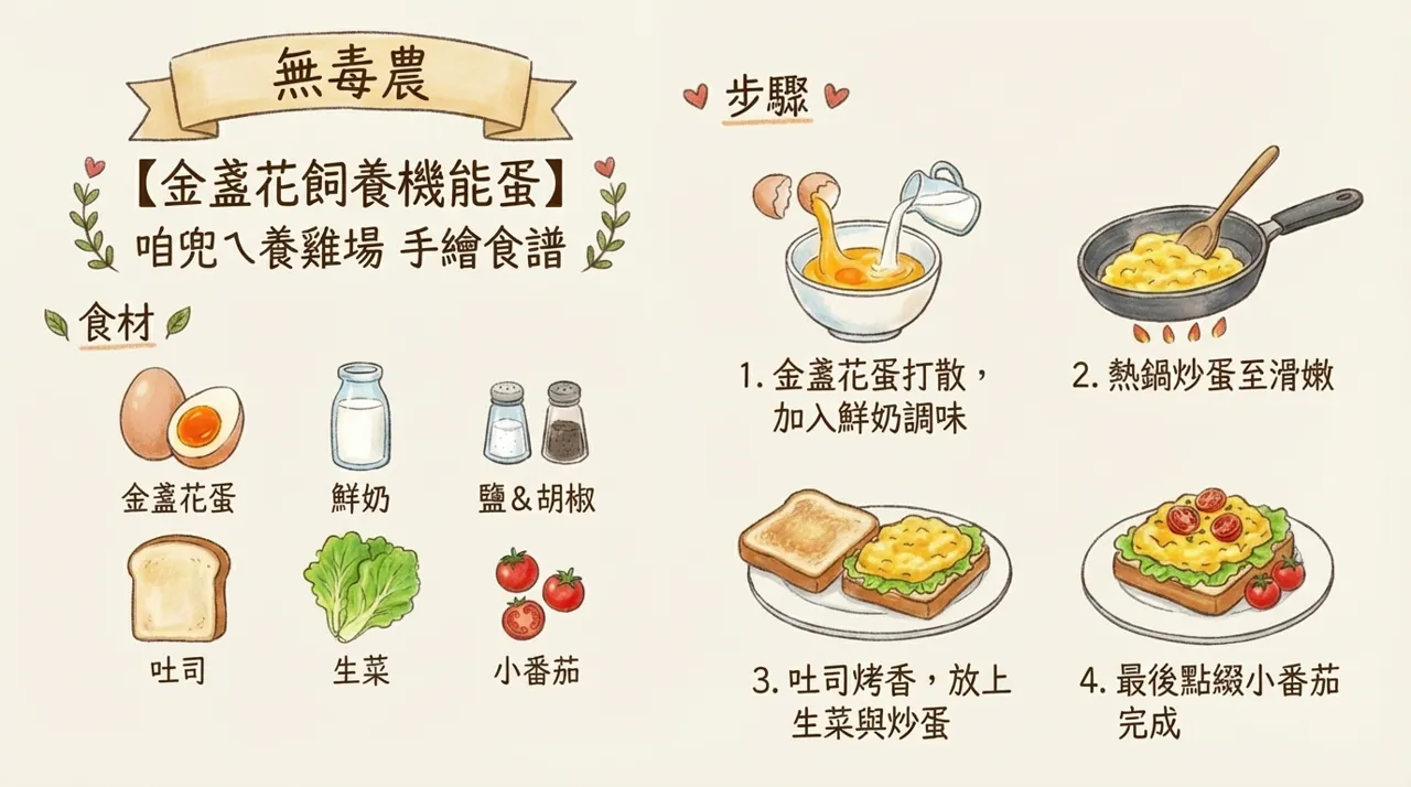 滑嫩美味！金盞花機能蛋生菜吐司食譜