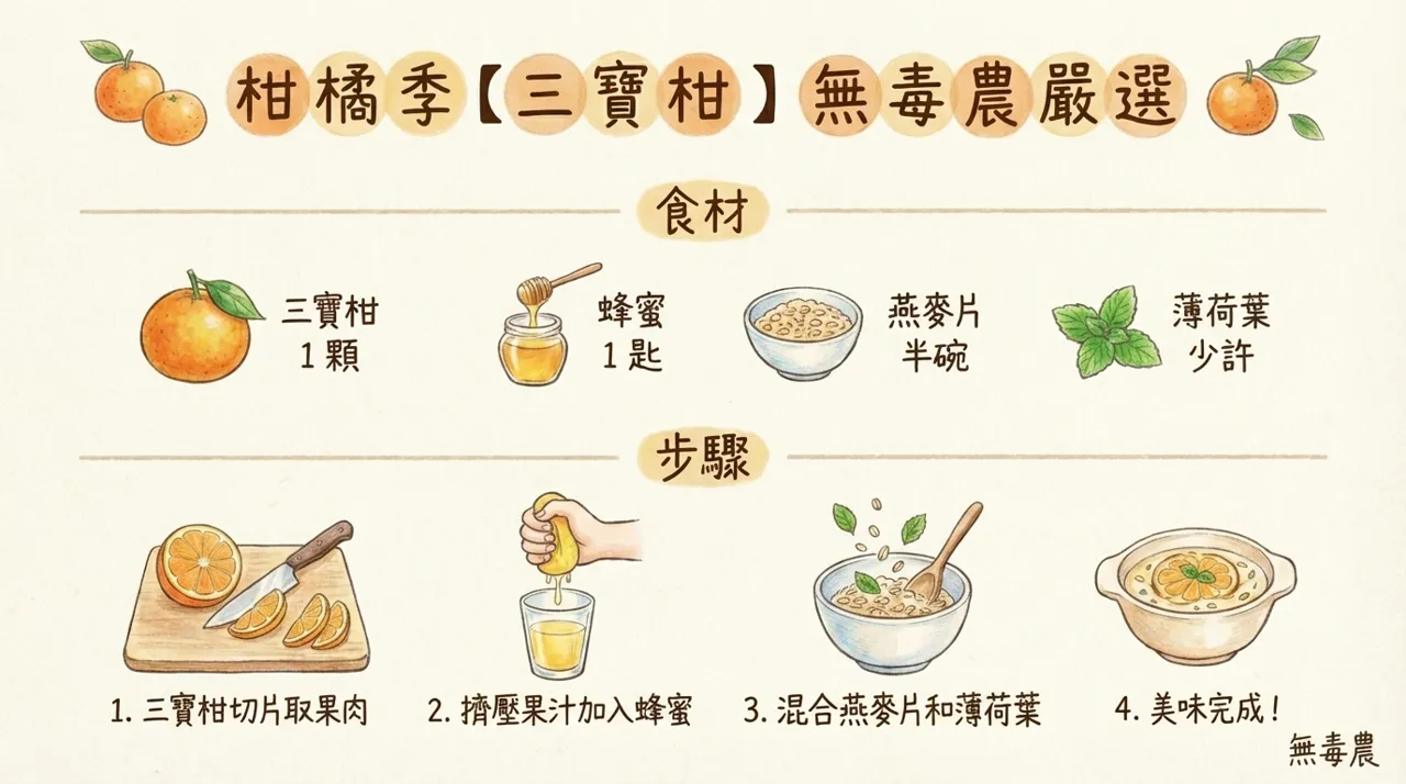 柑橘季限定：清爽「三寶柑」蜂蜜燕麥盅，4步完成健康早餐