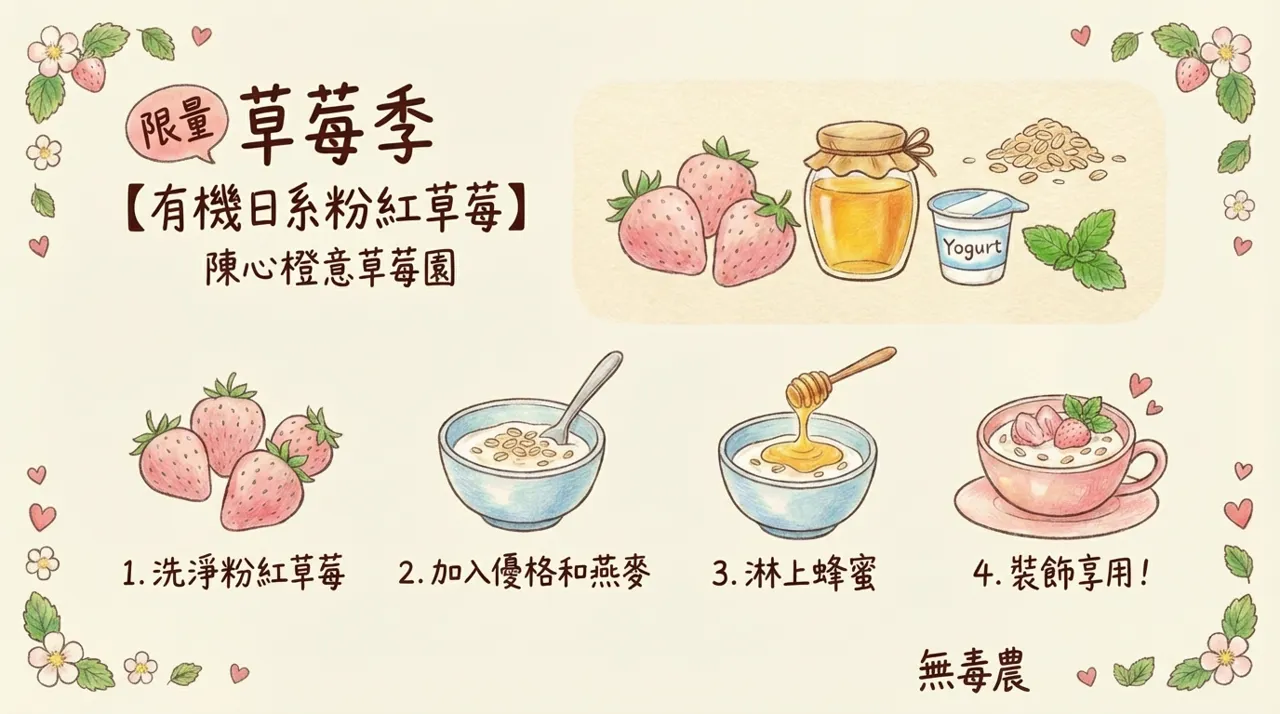 夢幻粉紅草莓燕麥優格碗食譜：4步驟打造健康早餐