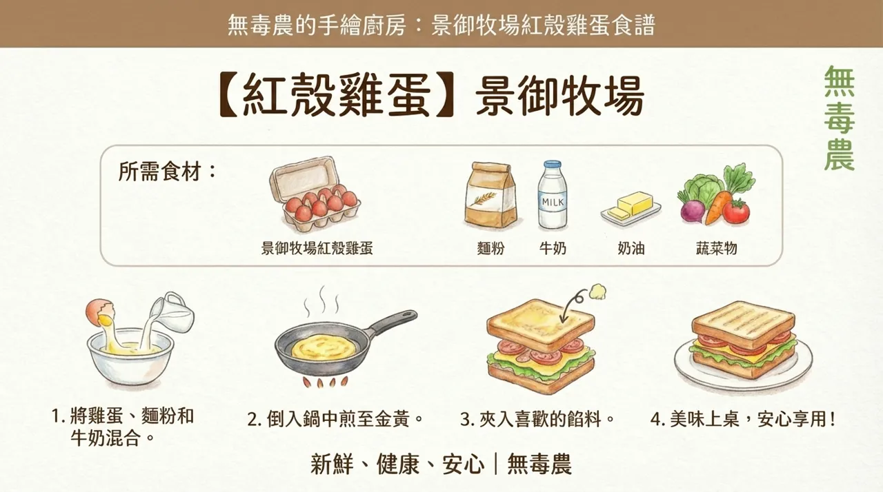 【無毒農手繪廚房】景御牧場紅殼雞蛋特製三明治　-　食譜分享