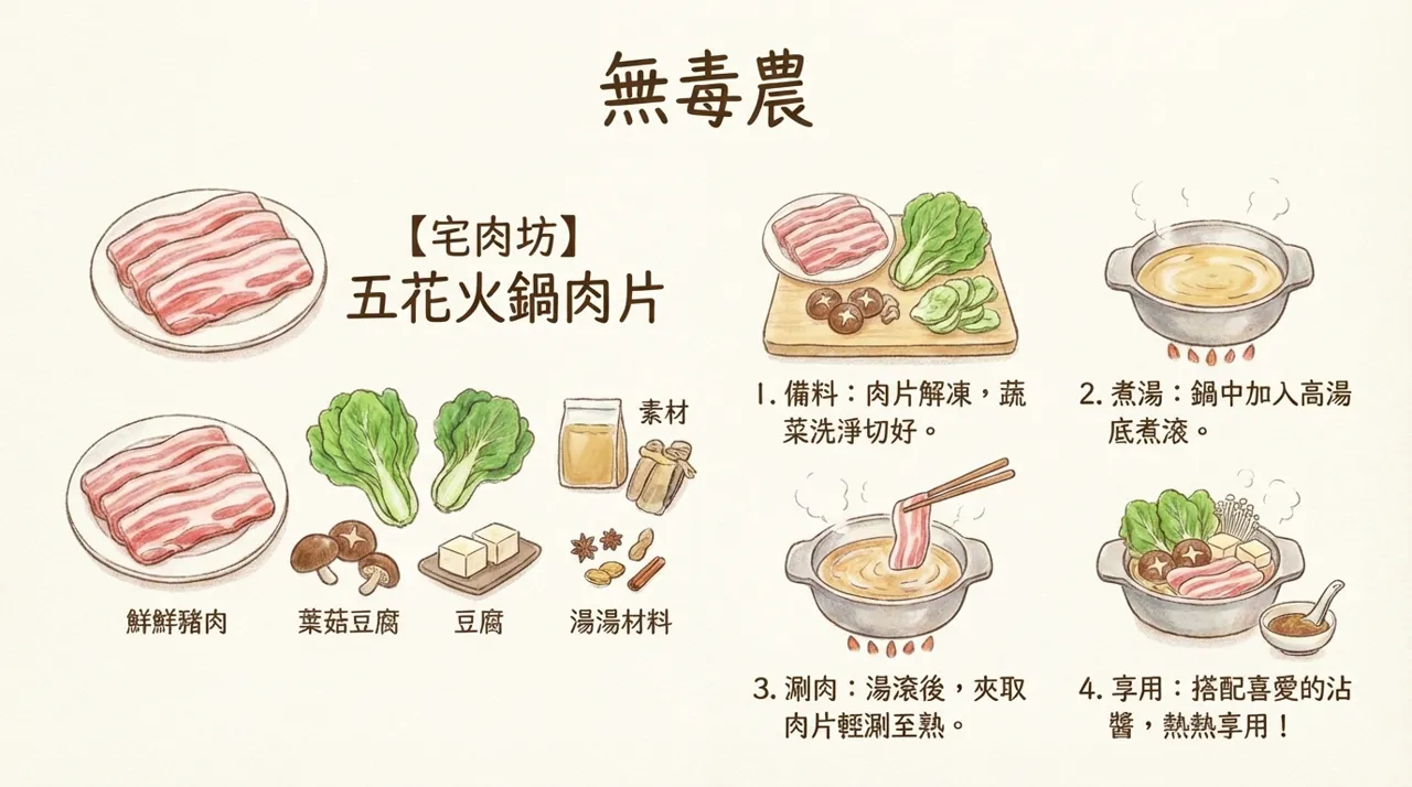 【宅家料理】暖心即享：無毒農宅肉坊-五花火鍋肉片只需四步驟！