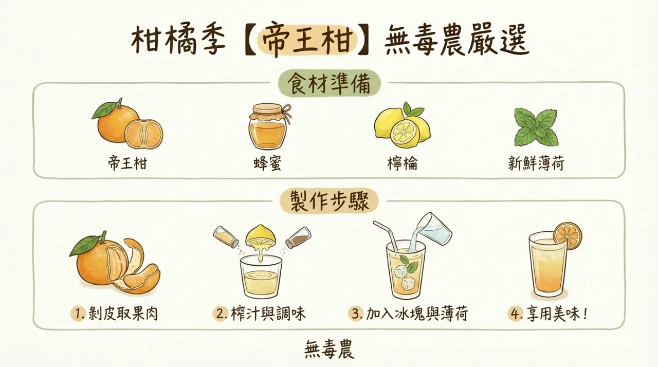 柑橘季特調：清爽系「帝王柑蜂蜜檸檬飲」手作食譜