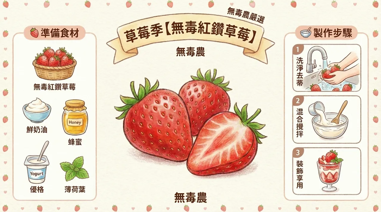 【當季食譜】無毒紅鑽草莓優格杯：三步驟完成網美級健康甜點