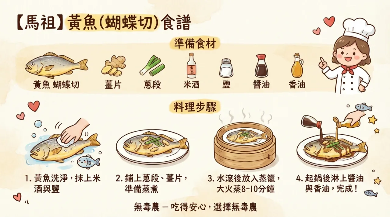 【食譜教學】鮮甜原味！馬祖黃魚（蝴蝶切）清蒸料理