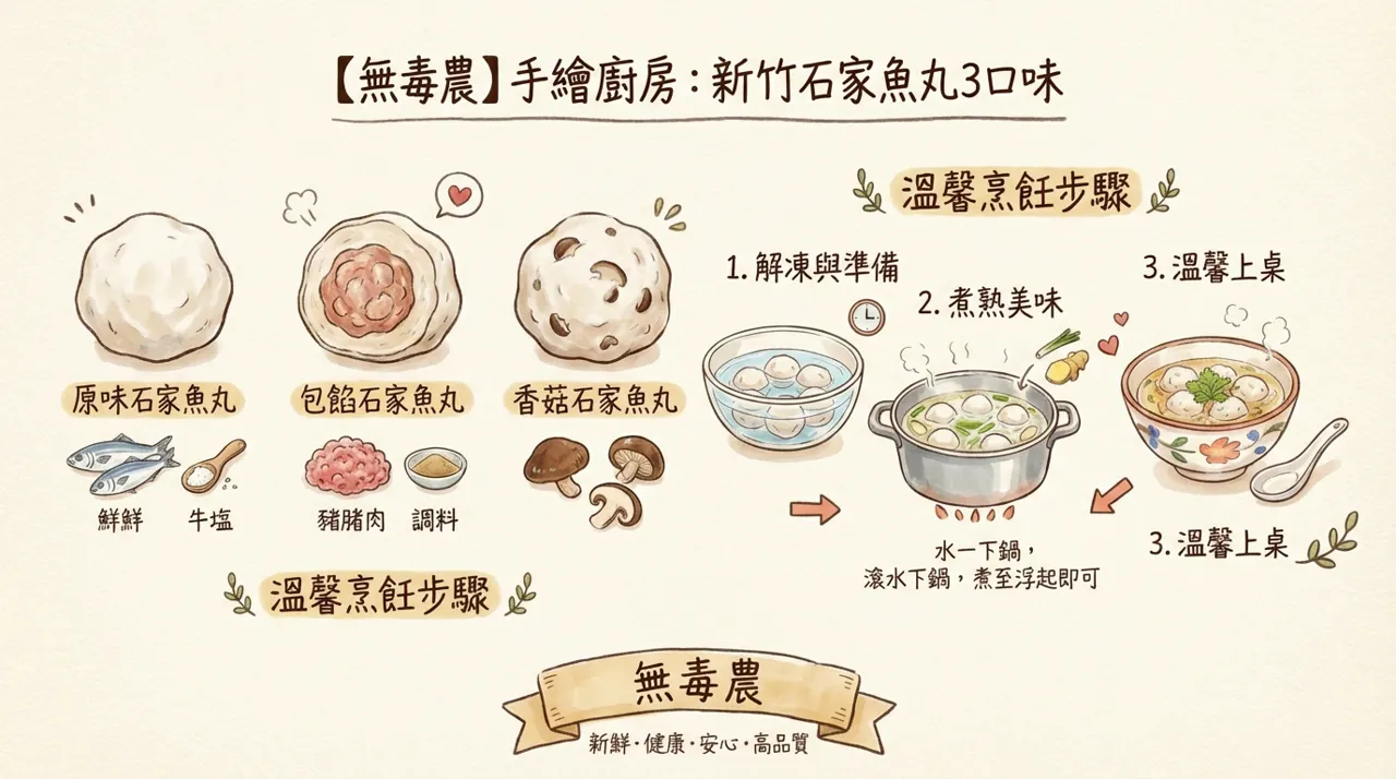 【食譜分享】來自新竹的鮮甜滋味！無毒農石家魚丸手繪烹飪指南