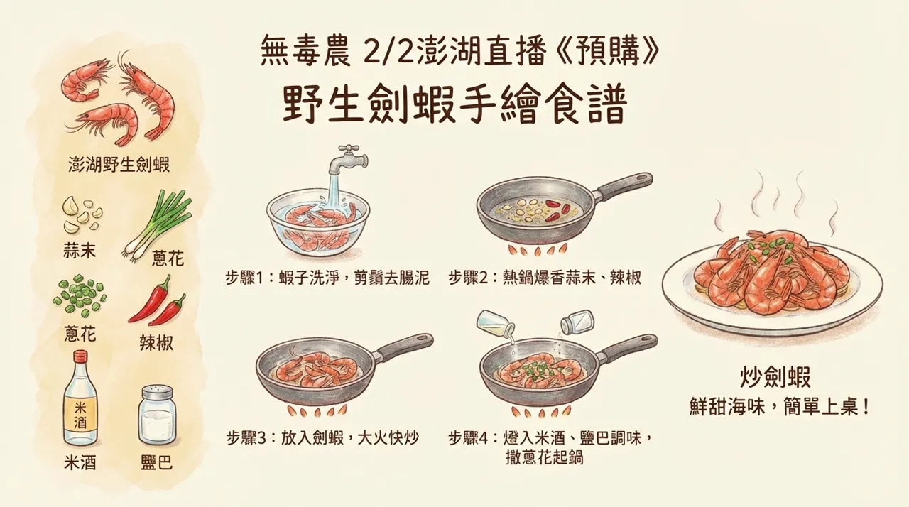 【食譜】鮮甜海味簡單上桌！澎湖野生劍蝦手繪食譜教學