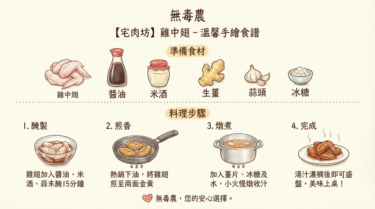 【食譜分享】溫馨手繪風：醬燒雞中翅