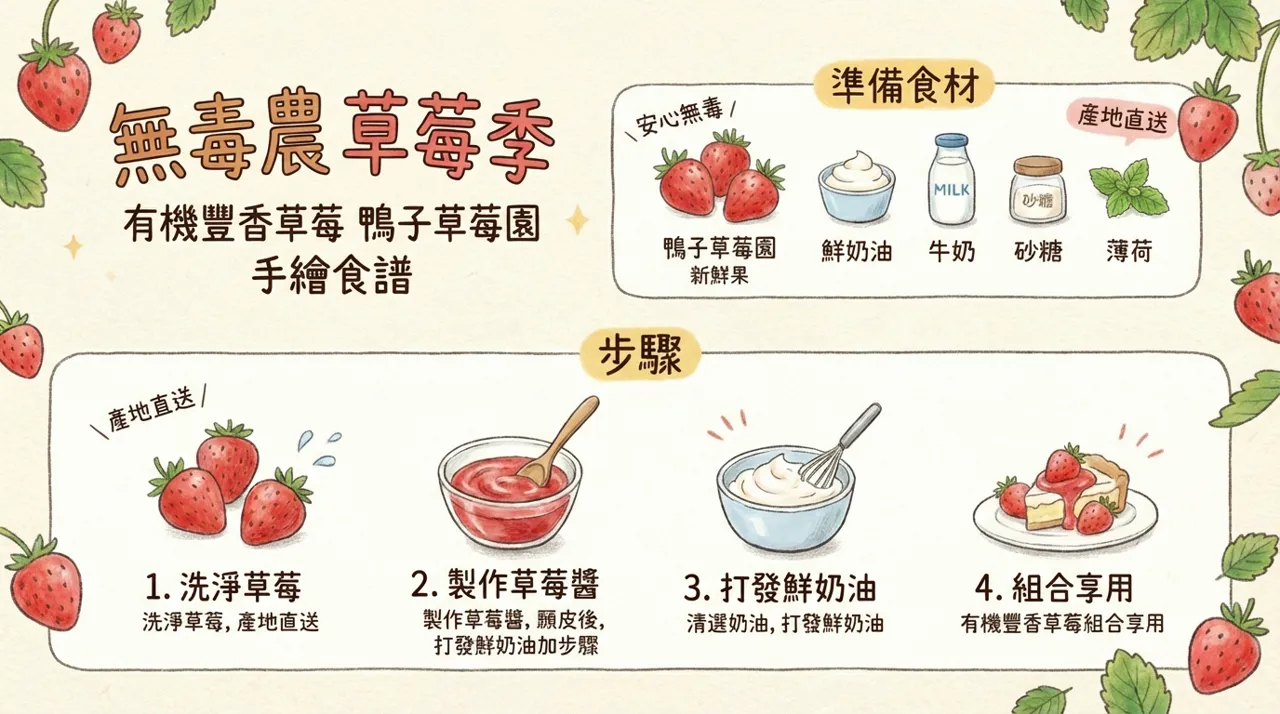 無毒農草莓季：鴨子草莓園手繪草莓塔食譜