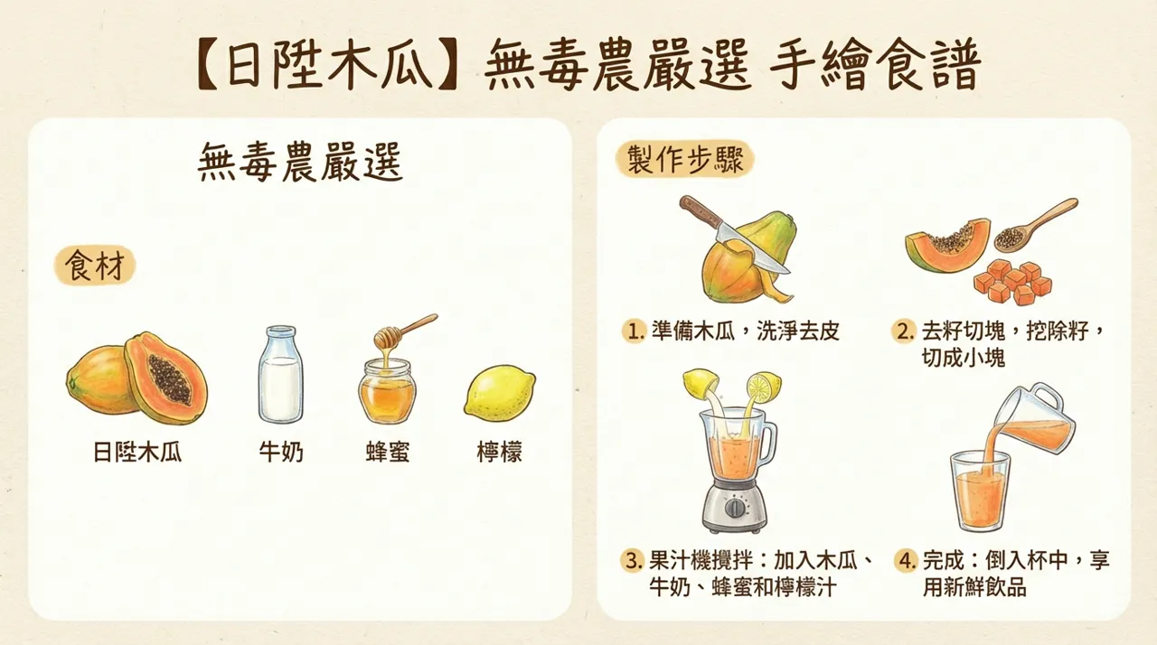 【手繪食譜還原】鮮甜濃郁！日陞木瓜牛奶無毒農嚴選製作指南