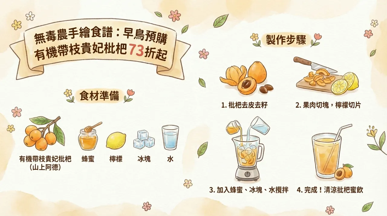 清涼一夏！手作有機貴妃枇杷蜜飲　-　無毒農手繪食譜還原