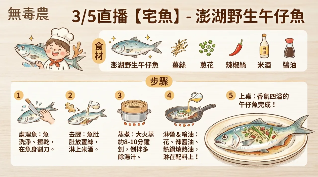 【食譜】清蒸澎湖野生午仔魚：鮮甜嫩滑的祕訣，大火蒸出極致美味！
