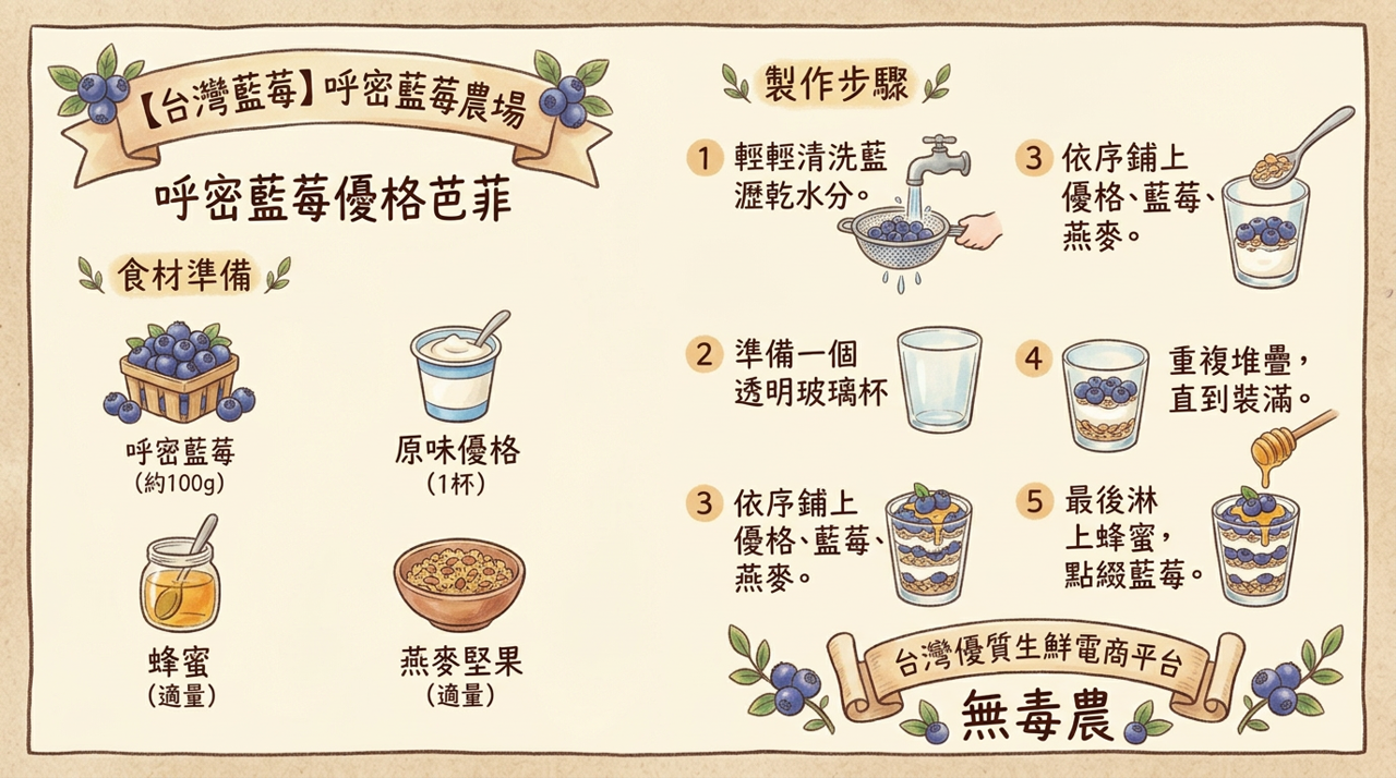 【食譜】呼密藍莓優格芭菲：在地新鮮藍莓與優格的完美邂逅