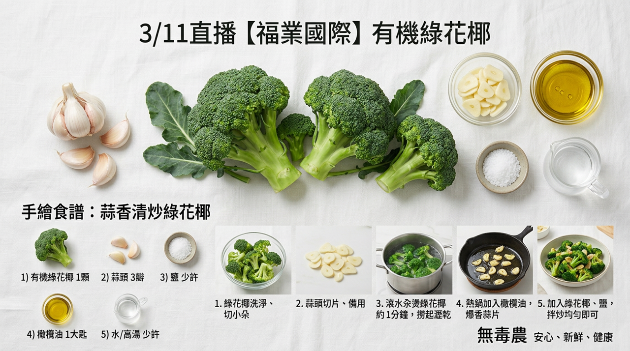 【食譜】清爽脆口！蒜香清炒綠花椰，健康家常菜輕鬆上桌