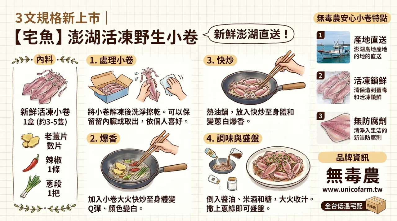 【食譜】澎湖活凍野生小卷：冬日必學的家常海鮮快炒教學
