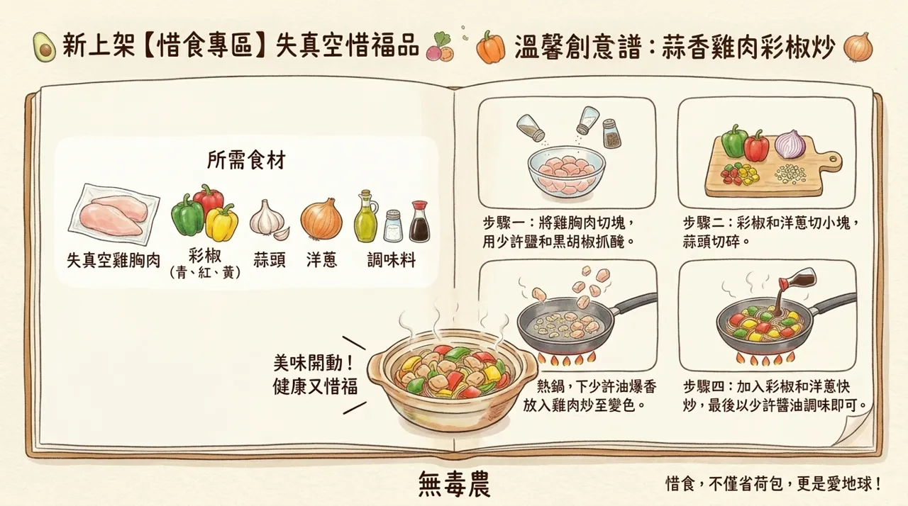 【惜食創意食譜】蒜香雞肉彩椒炒：簡單四步驟，健康美味又惜福