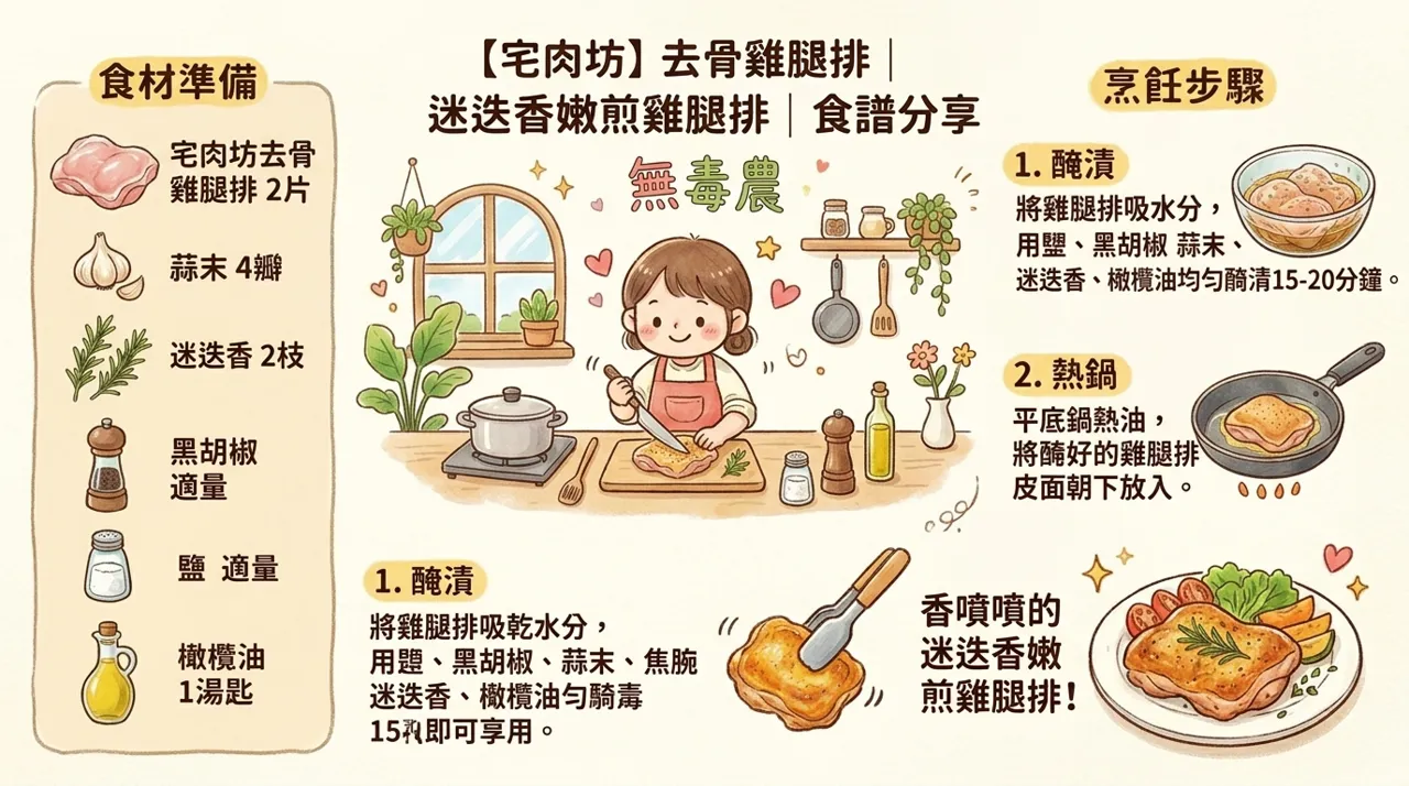 【食譜分享】迷迭香嫩煎雞腿排：簡單三步驟，鎖住肉汁與香氣