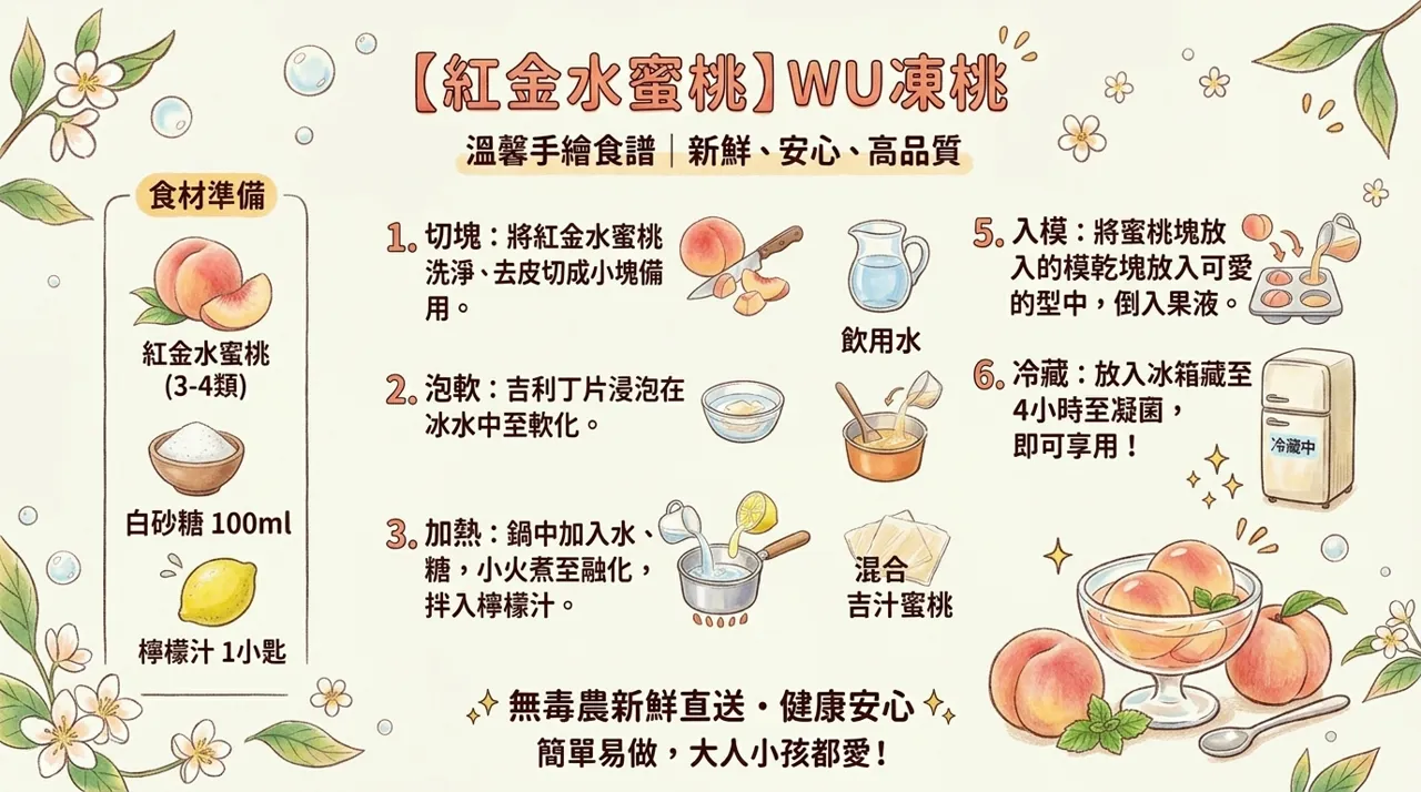 【手作食譜】紅金水蜜桃　WU　凍桃：冬日裡最清爽的鮮果浪漫