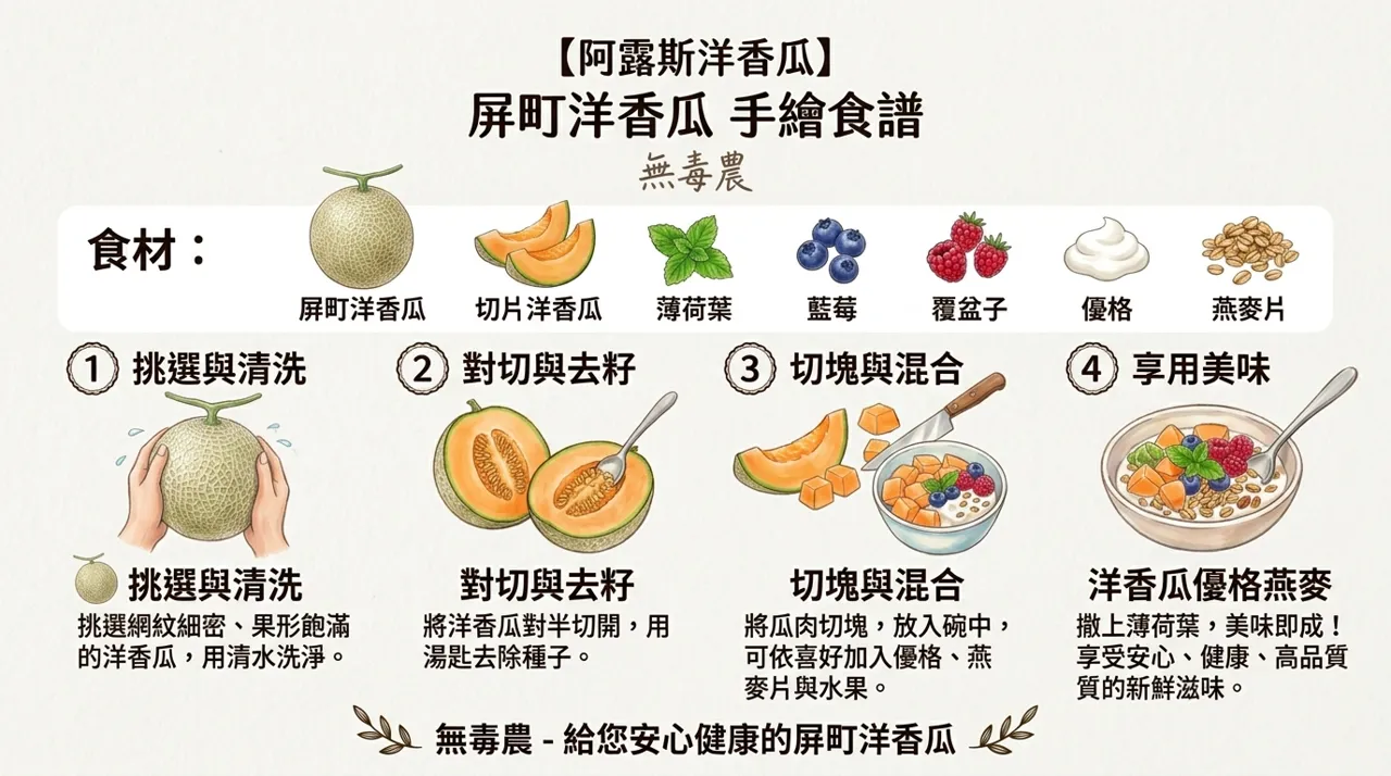 阿露斯洋香瓜優格燕麥　-　手繪食譜
