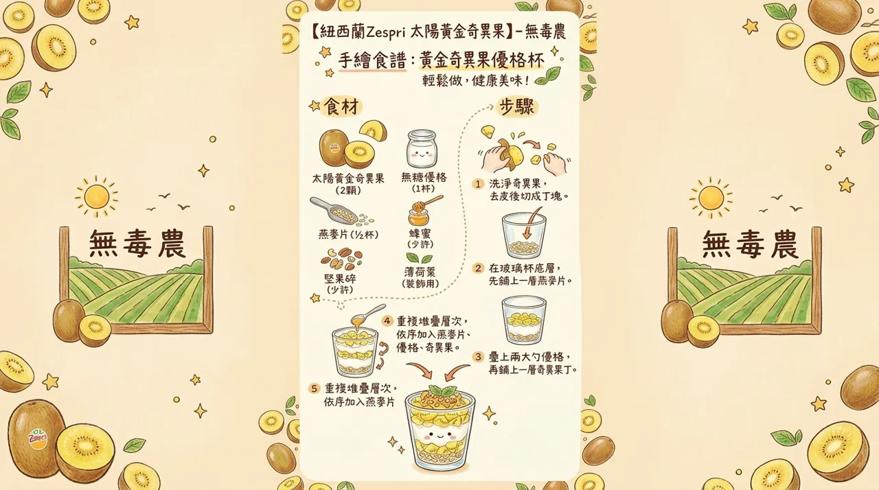 黃金奇異果優格杯食譜｜5分鐘完成高纖早餐與健康甜點