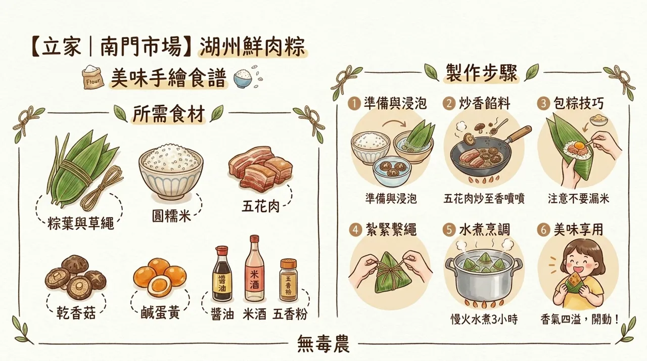 湖州鮮肉粽怎麼做？南門市場經典風味食譜、食材與包粽技巧一次看