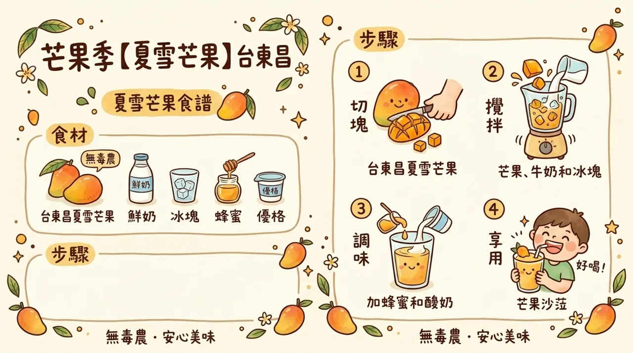 夏雪芒果沙茫食譜｜台東昌夏雪芒果、鮮奶與優格做出香甜芒果冰沙
