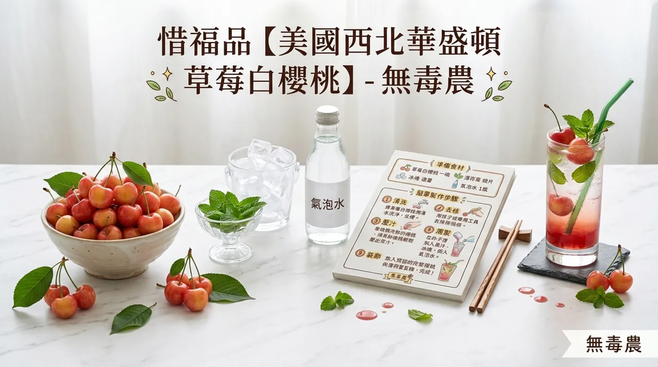 草莓白櫻桃氣泡飲食譜｜美國西北華盛頓櫻桃　4　步驟做出清爽果香飲
