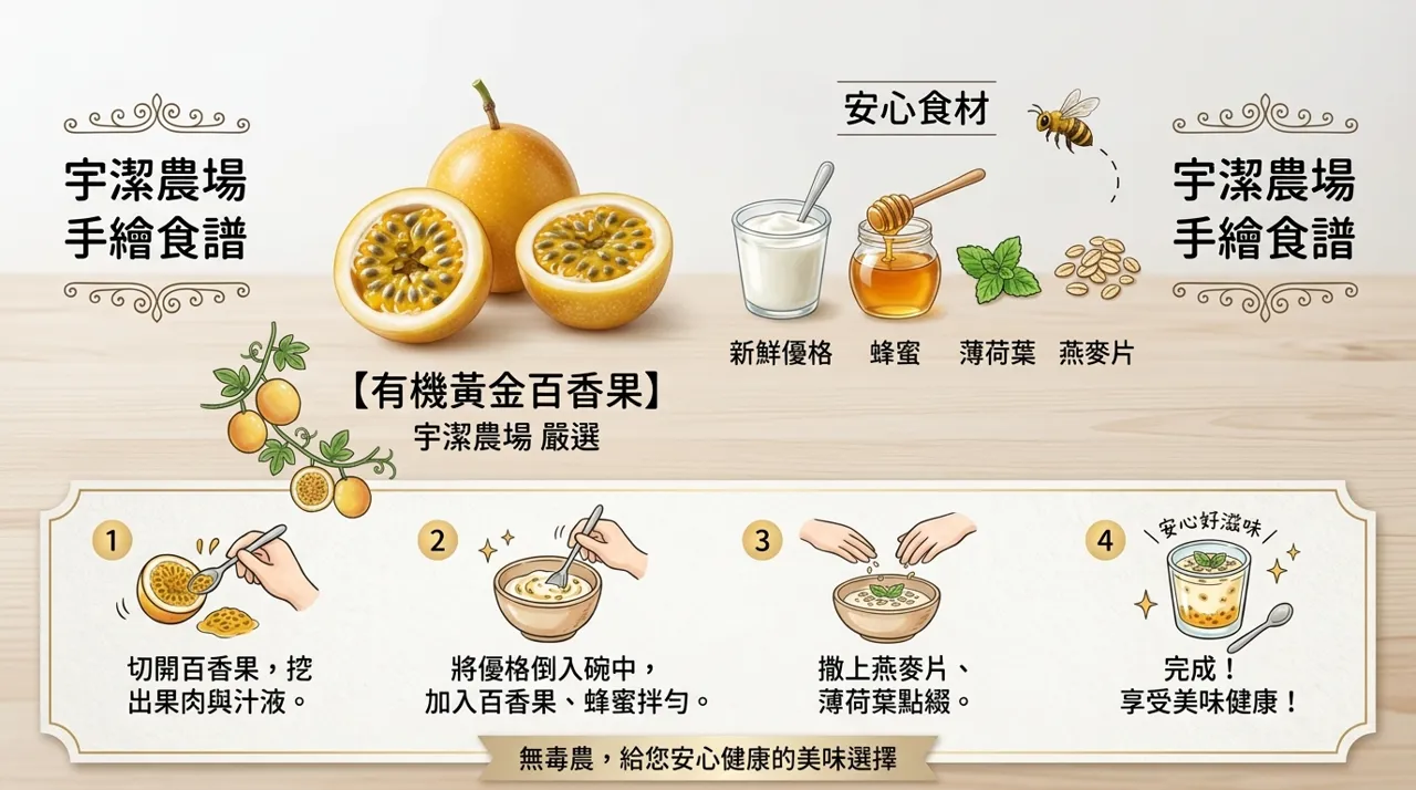 有機黃金百香果優格燕麥杯食譜｜5分鐘完成的健康早餐與午後點心