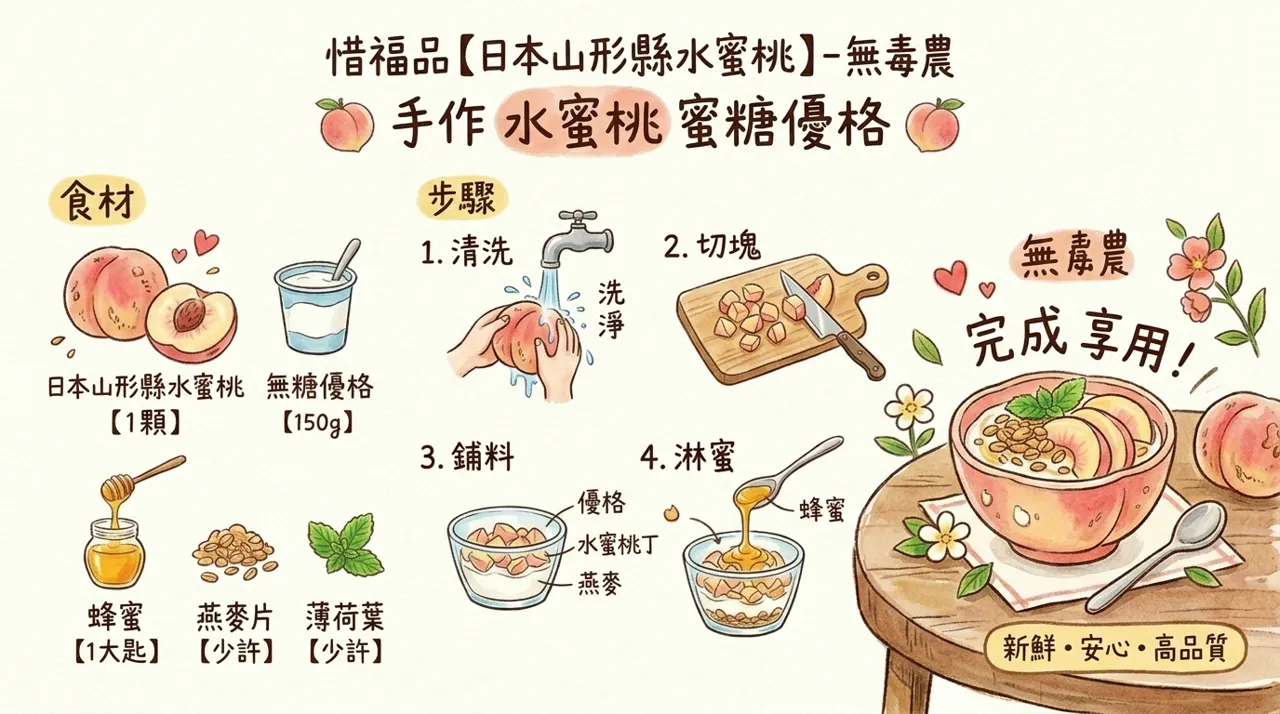 【水蜜桃食譜】日本山形縣水蜜桃蜜糖優格：4步驟完成清爽早餐甜點