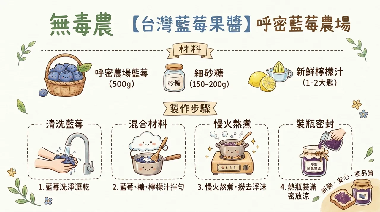 台灣藍莓果醬食譜｜呼密藍莓農場手作果醬教學，酸甜天然無添加