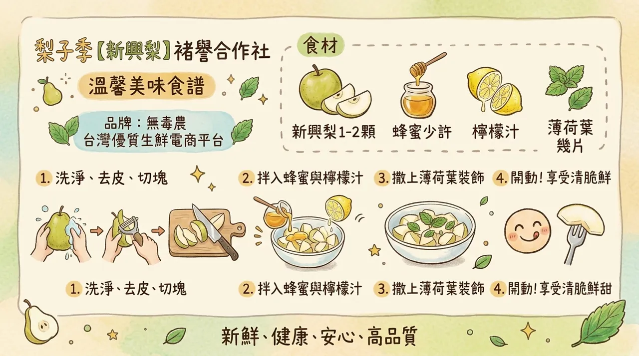 新興梨蜂蜜檸檬沙拉食譜｜4步驟做出清脆爽口的冬日水果甜點