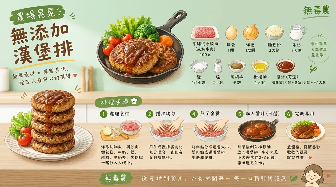 無添加漢堡排食譜｜在家做鮮嫩多汁的台式家常料理