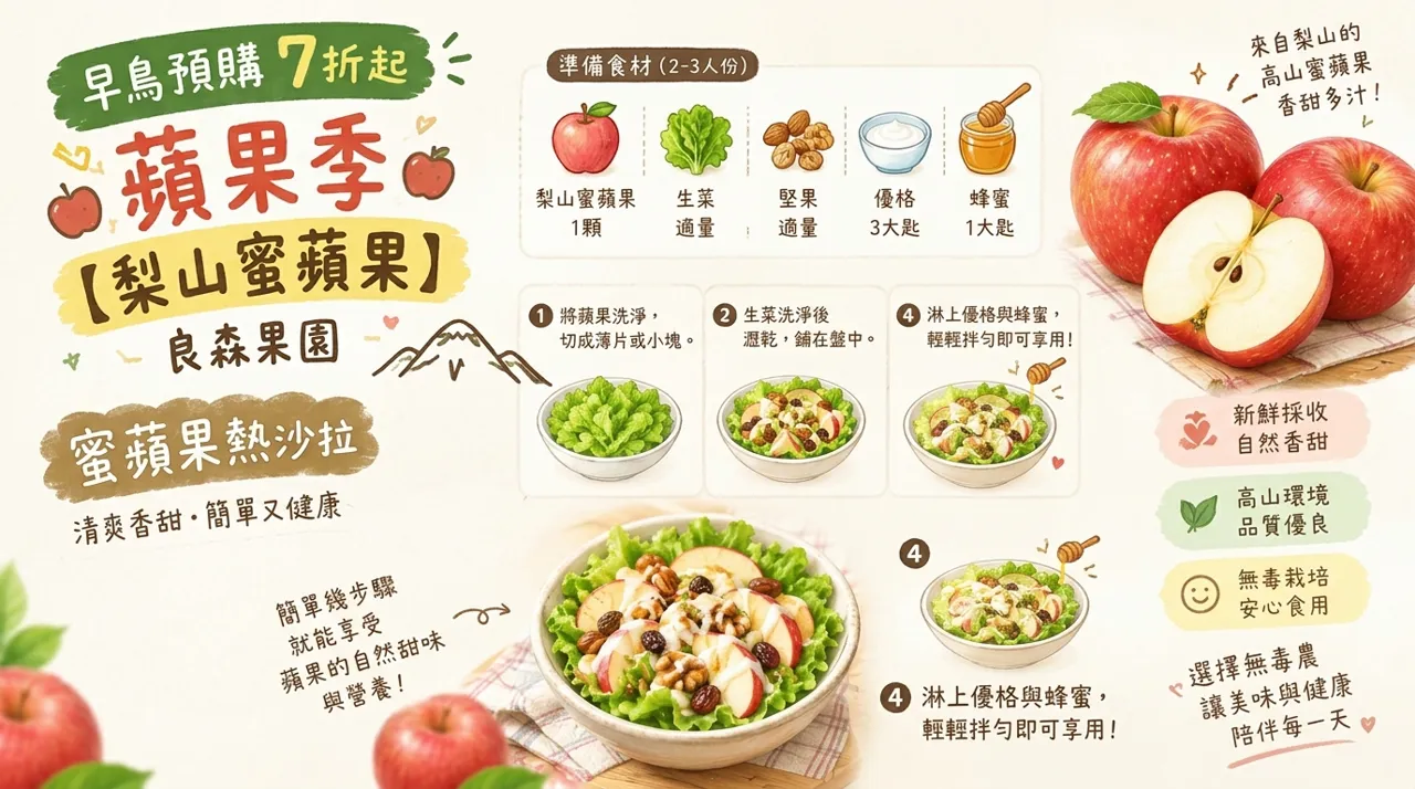 蜜蘋果熱沙拉食譜｜4步驟完成冬日清爽優格蜂蜜沙拉
