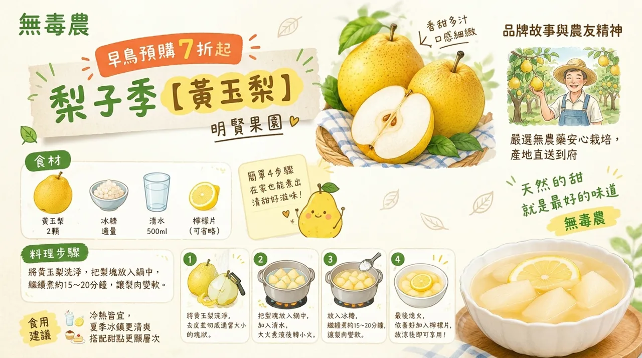 黃玉梨燉冰糖怎麼煮？4步驟完成秋冬暖心梨子甜湯
