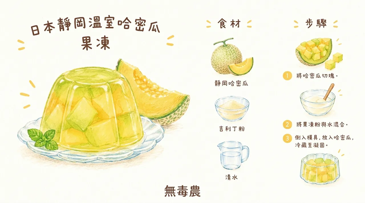 哈密瓜果凍食譜｜日本靜岡溫室哈密瓜的清爽甜點做法