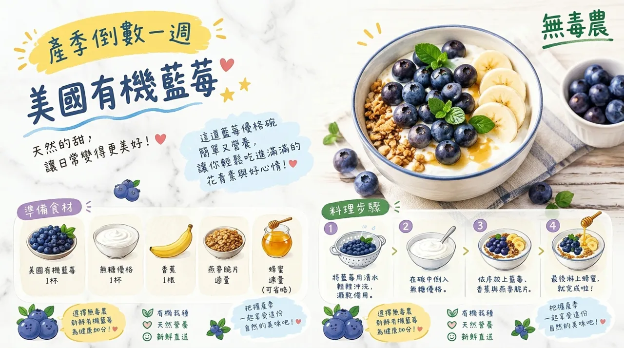美國有機藍莓優格碗食譜｜4　步完成秋冬清爽高纖早餐