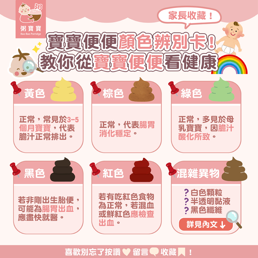 ⟨ 家長必收 ⟩ 寶寶便便顏色辨別卡!教你從便便看健康