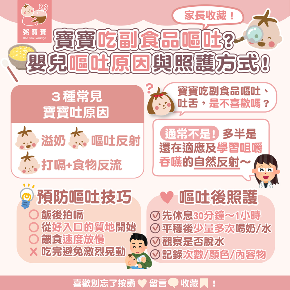 寶寶吃副食品嘔吐？嬰兒嘔吐原因與照護方式！