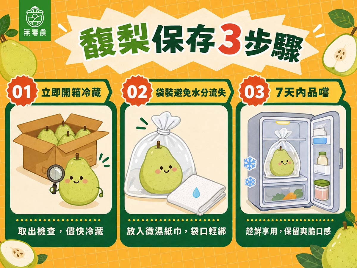 馥梨開箱、袋裝與冷藏保存三步驟